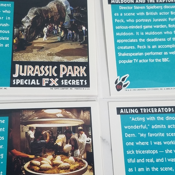 Vintage JP Topps Trading Cards Lot of 10 Jurassic Park Movie Cards Lot #3 - Picture 10 of 12